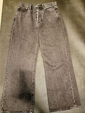 Aritzia Denim Forum The Farrah High Rise Wide Leg Jeans Washed Black 28